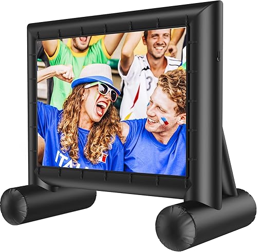 Amada AMPJ04 - Pantalla de cine inflable para exteriores de 14 pies, pantalla de proyector con aire rápido de bajo ruido, compatible con proyección