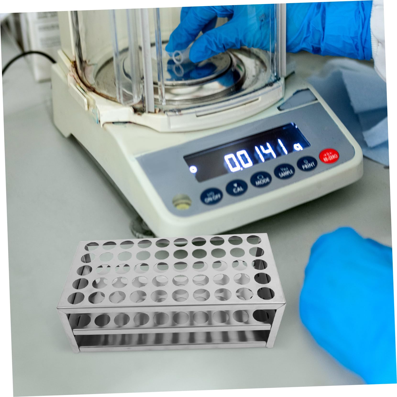 Mobestech Gradilla Para Tubos De Ensayo Soporte De Acero Inoxidable 50 Ranuras Para Diámetro ≤19mm Organizador De Laboratorio