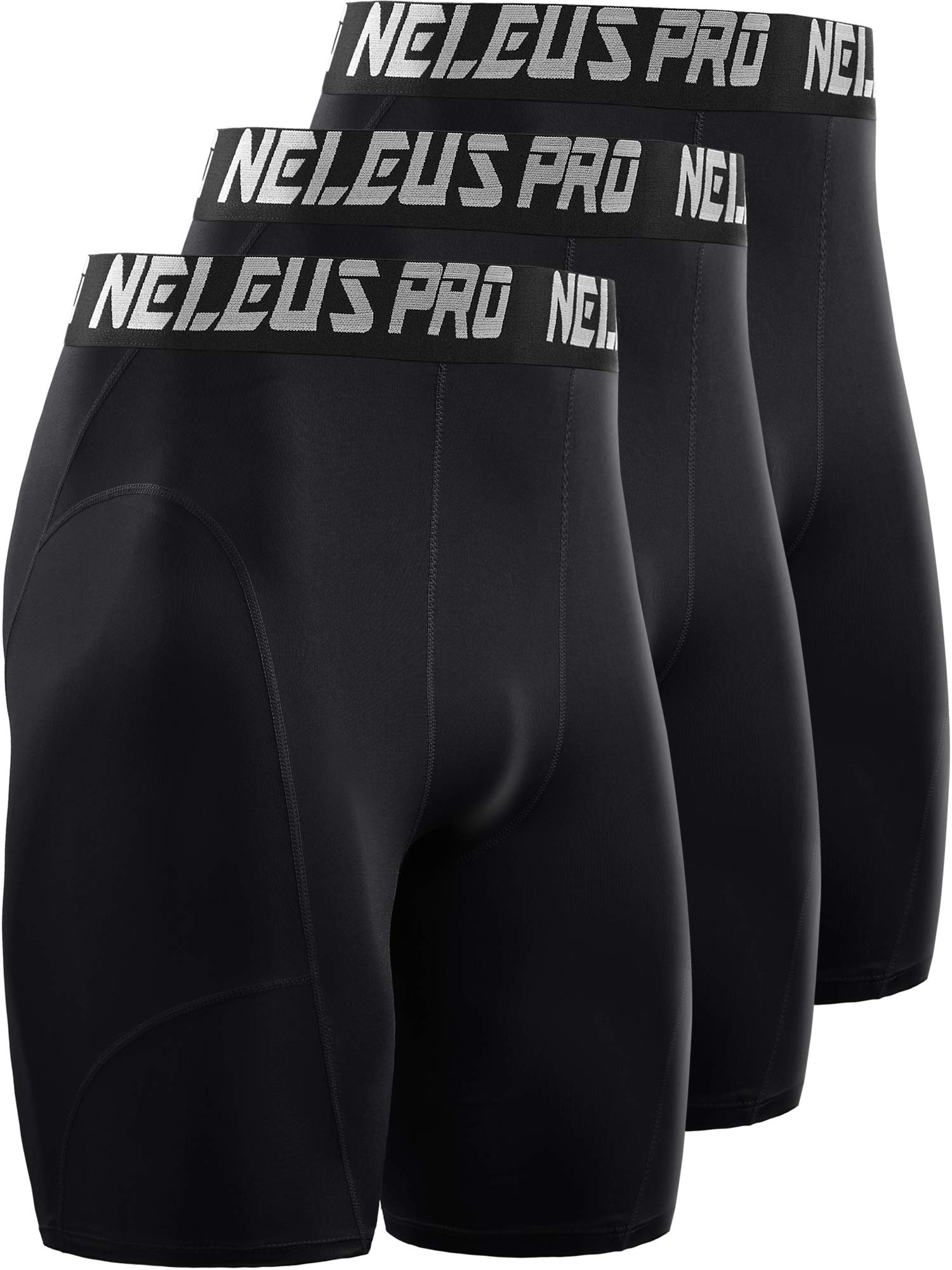 NELEUSMen's 3 Pack Running Compression Shorts