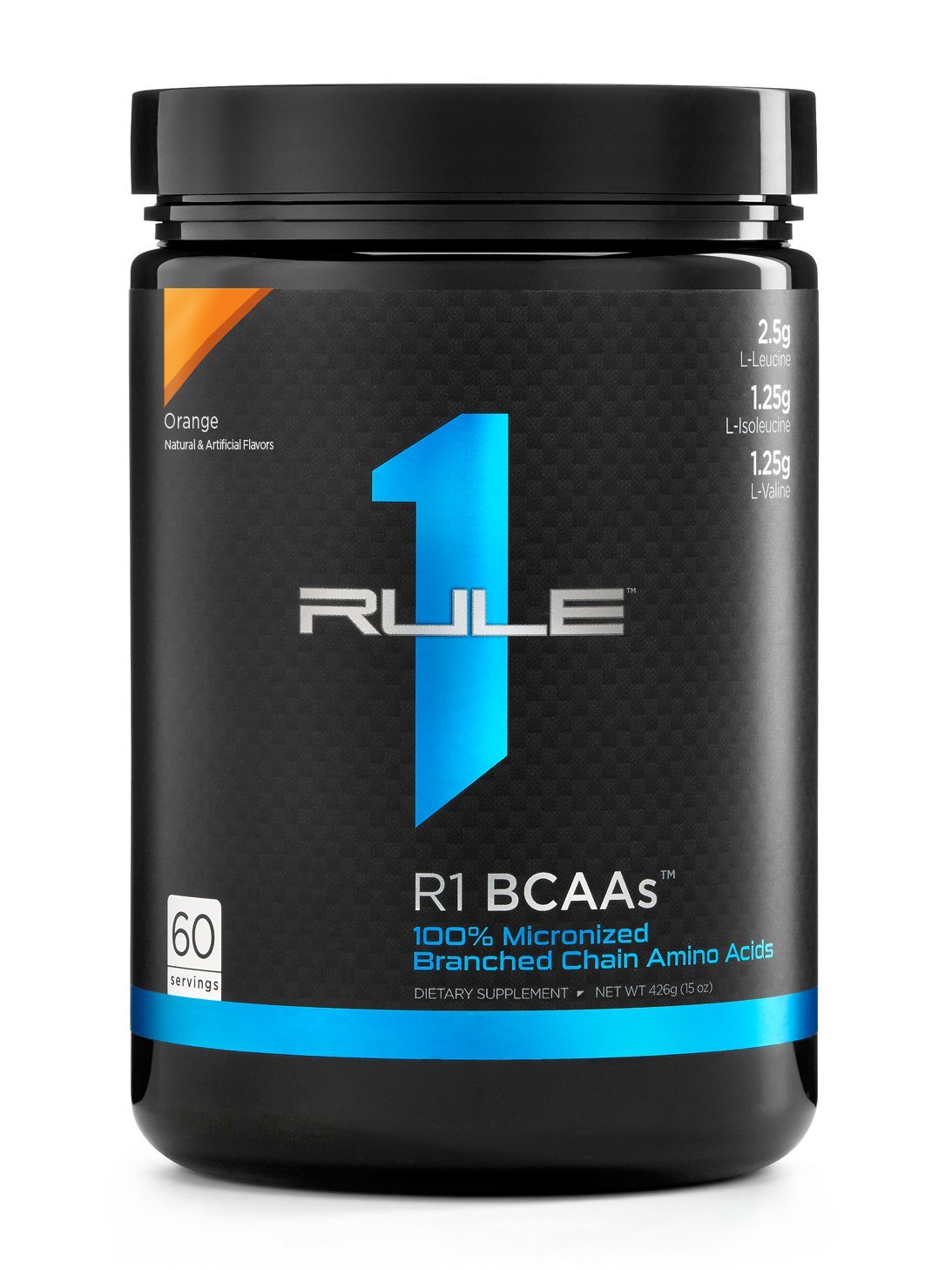 Rule1 1 BCAA's 100% Micronized Branched Chain Amino Acids | Dietary Supplement | Orange | 60 Servings | 444g