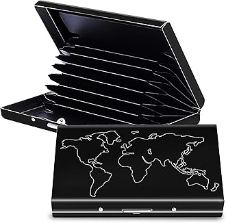 Storite Black 8 Slots RFID Protected Metal Credit/Debit/ATM Card Holder Case Wallet for Men & Women (Black Laser Print-9.5 x 6.5 x 1.5 cm)