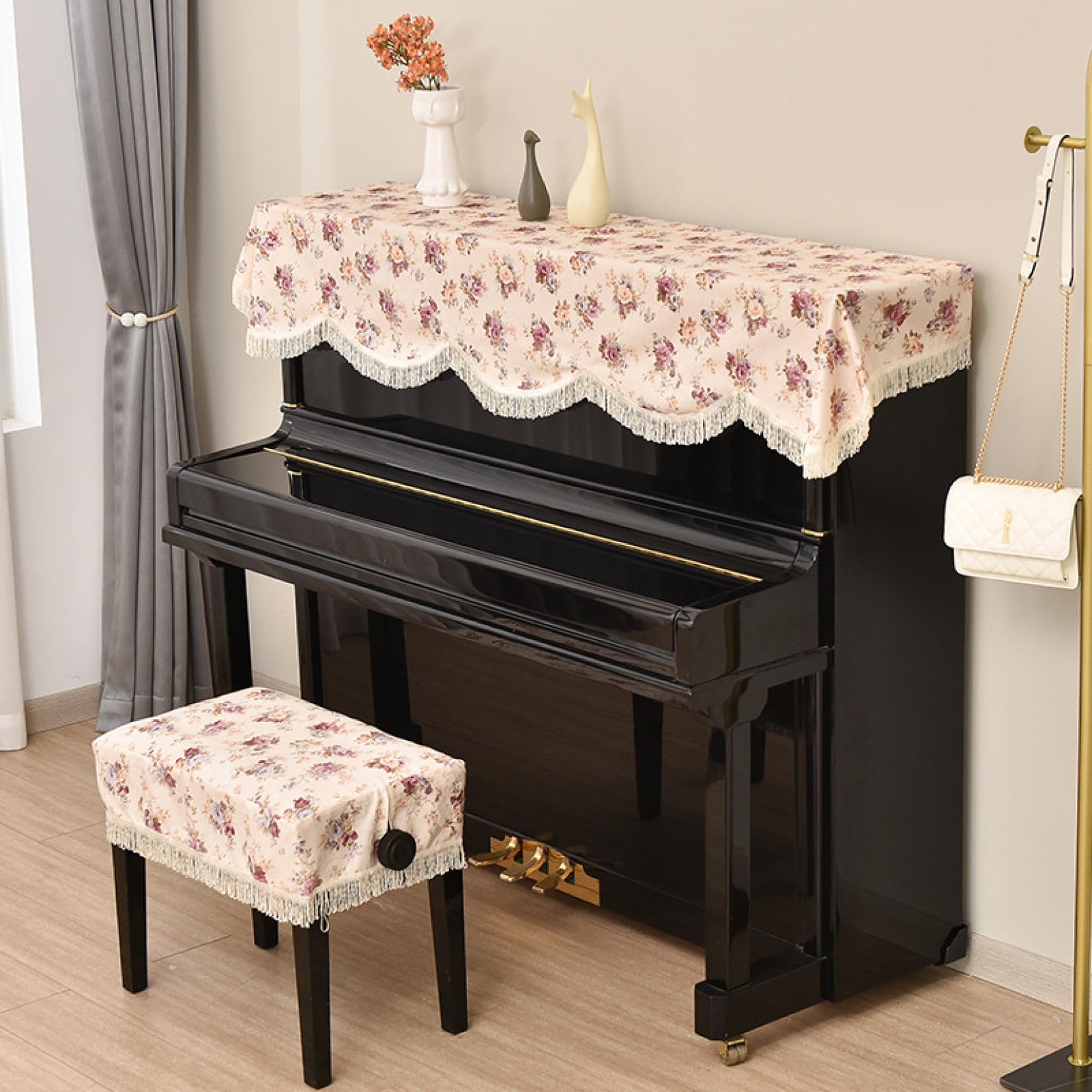 Amazon.co.jp: ピアノカバー アップライトピアノカバー 花柄 トップ