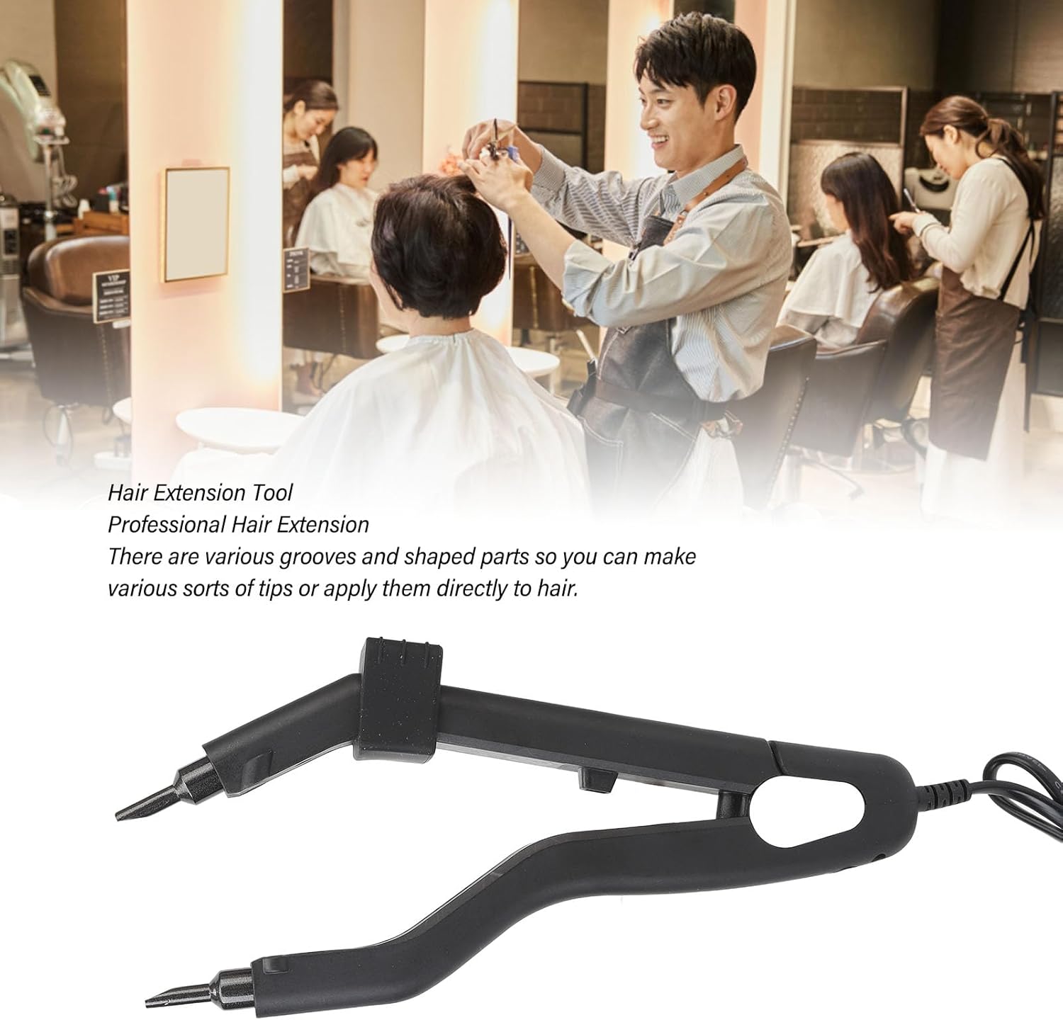 Dioche Fusion Hair Extension Tool with Heat Iron Connector Wand, Temperature Adjustable, Professional Hair Extensions, Uniform Heating, Black (US Plug)