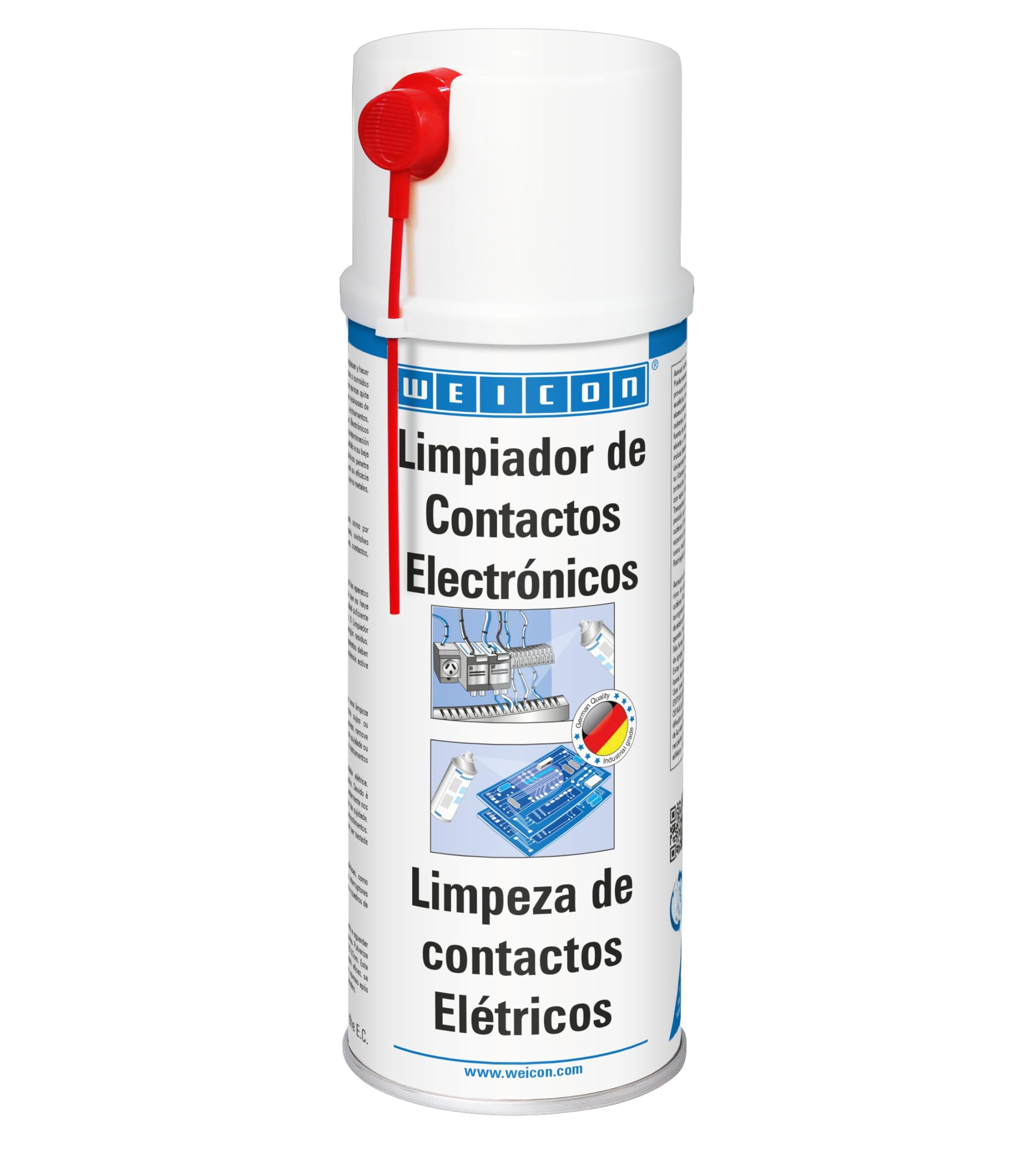 WEICON Limpiador de Contactos Electrónicos | 400 ml | Limpia y desengrasa componentes electrónicos o mecánicos | Transparente