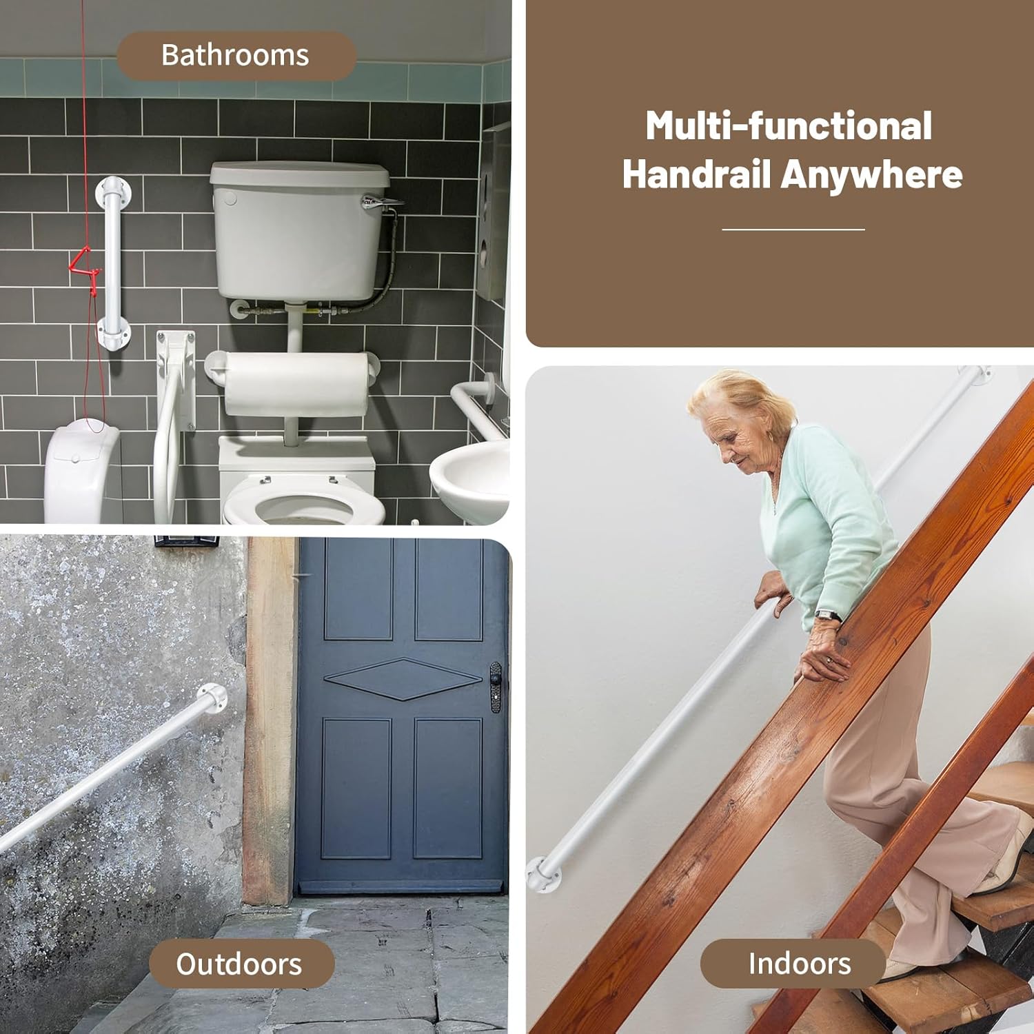 Wall Mount Industrial Staircase Handrails 7FT, 1.3" Hand Rails for Indoor Stairs,White Galvanized Pipe Stair Handrail,Grab Bar for Steps,Stair Railing Indoor