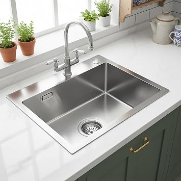 Handmade 304 Stainless Steel Kitchen Sink 50x40cm, Classic Inset Sink