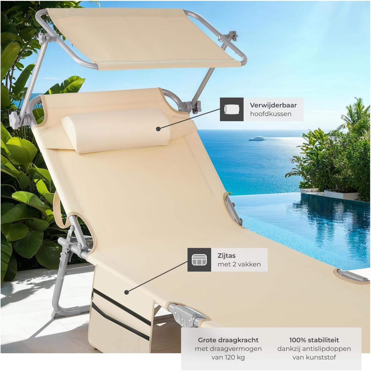 Folding and unfolding mechanism of the tectake lounge chair