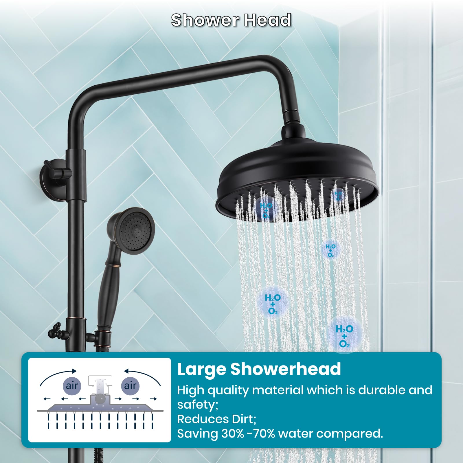 gotonovo Exposed Shower Faucet Set Oil Rubbed Bronze 8 Rain Shower