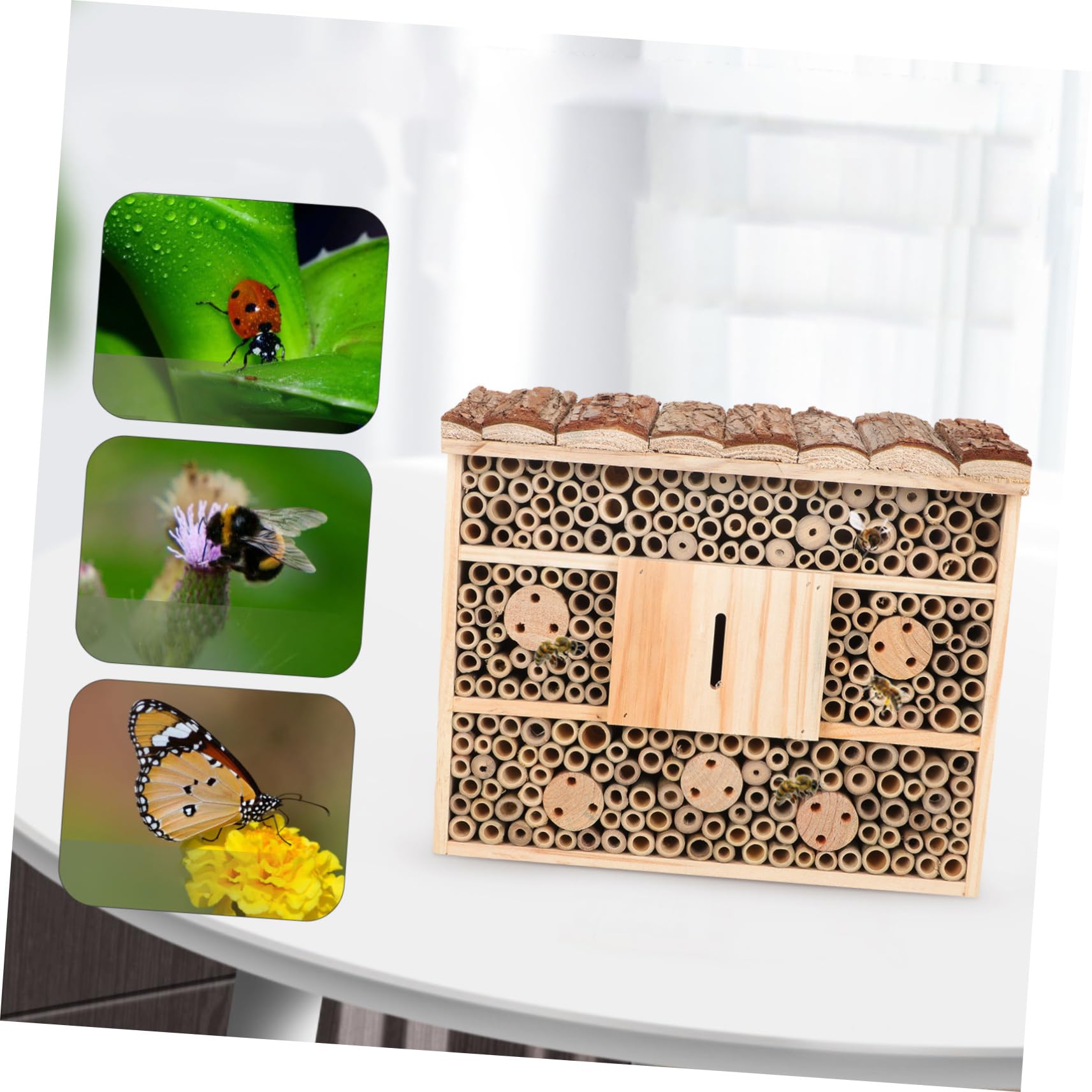 BESPORTBLE Holzhaus Für Insekten Bienenhaus Im Hüttenstil Hotel Für Nützlinge Wie Marienkäfer Freilufthabitat Aus Ausgewähltem Holz Für Garten Und Innenhof