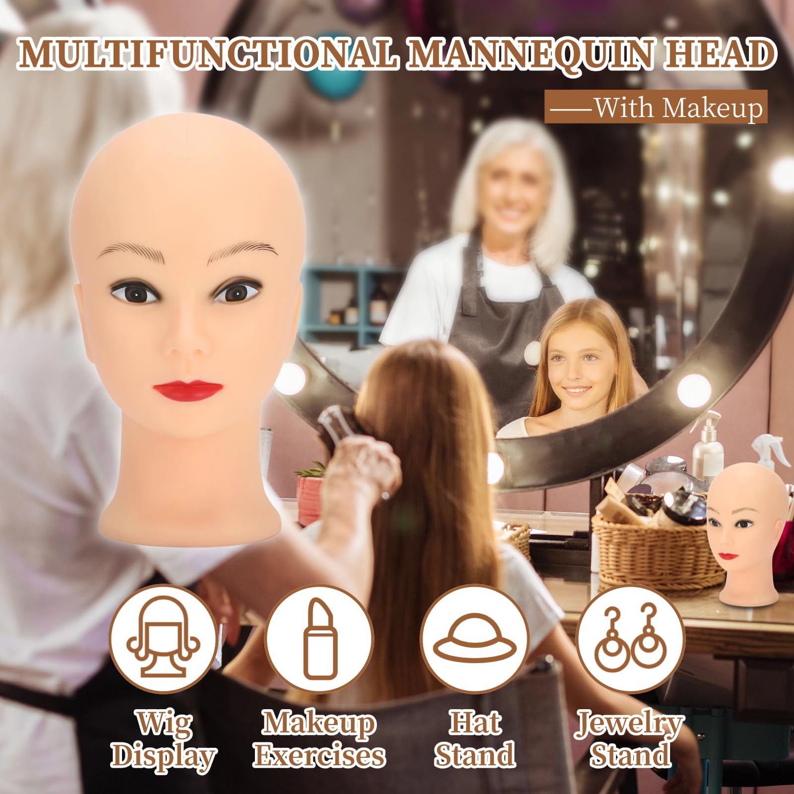 Testa di Manichino, Testa di Manichino Testa di Manichino in Silicone Testa di Manichino Per Trucco Testa di Manichino Calvo Testa di Manichino Per Salone di Parrucche(versione in maschera)