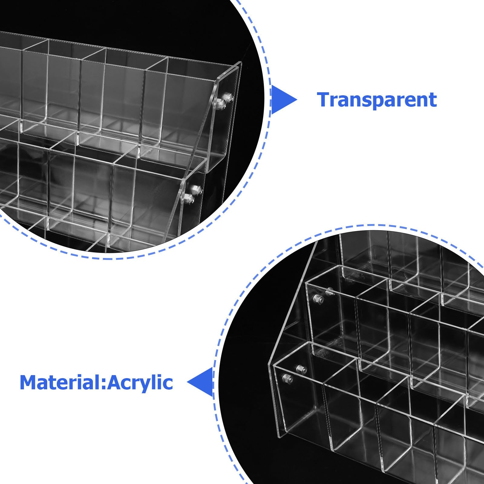 Lurrose Portalápices Acrílico Transparente de 4 Niveles Diseño de Ángulo Recto y Base Estable, Organizador Multifuncional para Lápices y Herramientas de Escritura en Oficina o Escuela