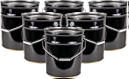 ATERET 5 Gallon Black Metal Bucket, Heavy Duty Durable Steel Open Head Pail with Handle for Outdoor and Household Use (6 Pack - Bucket Only)