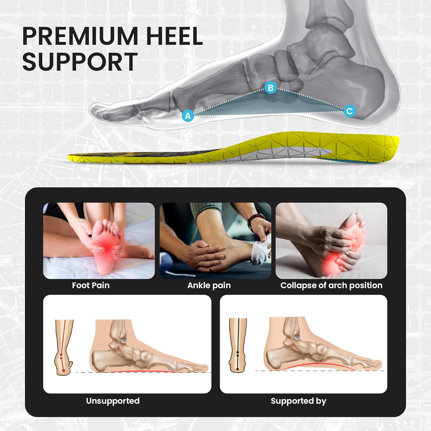 Bukihome Running Shoe Inserts for Women & Men, Lightweight Running Insoles with Heel Cushion for Hiking, Walking, Standing All Day-Relief Plantar Fasciitis Foot Pain– Men 7-8|Women 9-10-size M - Image 3