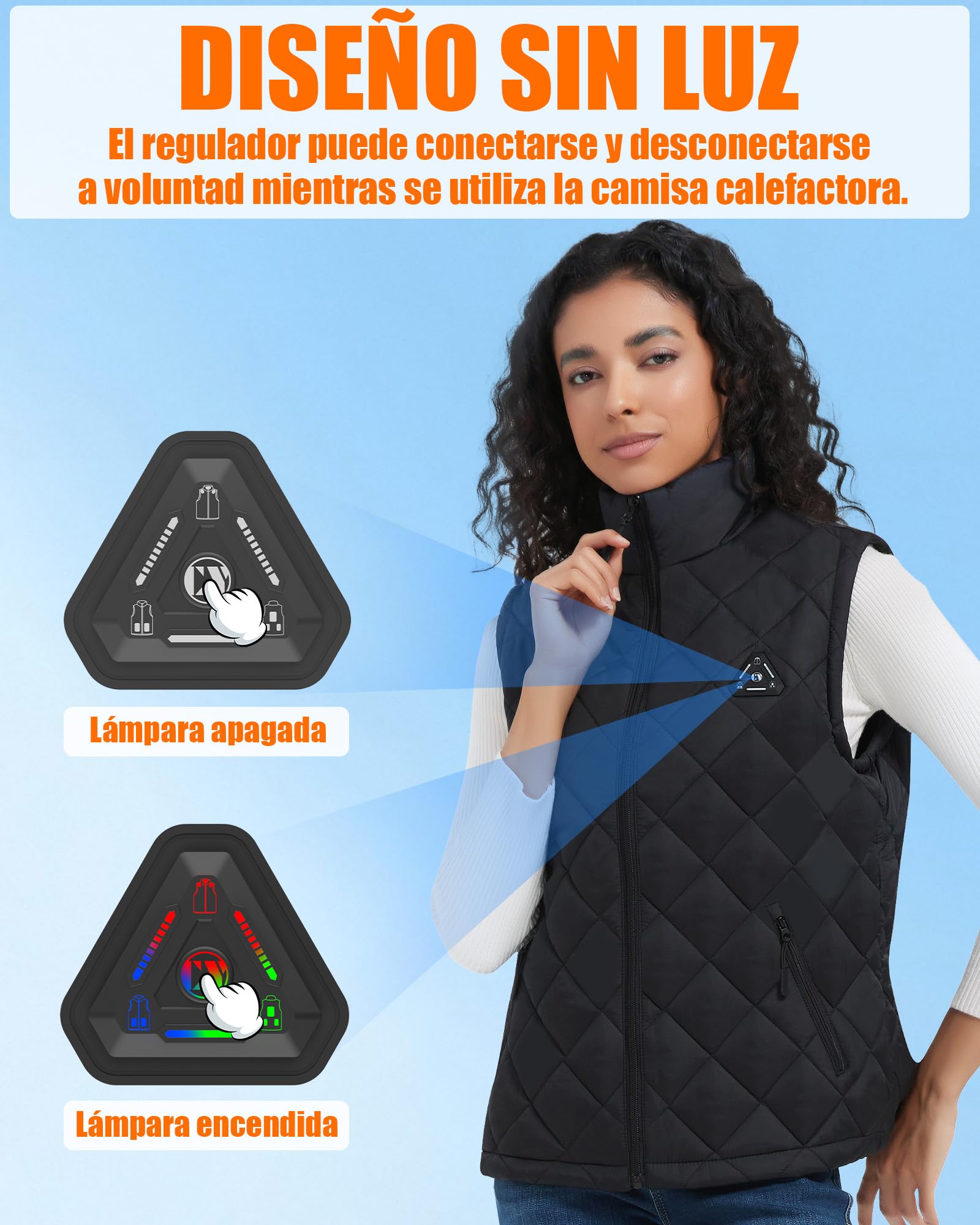 Chaleco Calefactable para Hombre y Mujer con Batería 7,4V 10000mAh y Control 4-en-1 – Chaleco Ligero Acolchado con Tecnología de Calefacción de Fibra de Carbono Mejorada para Exterior y Uso Diario