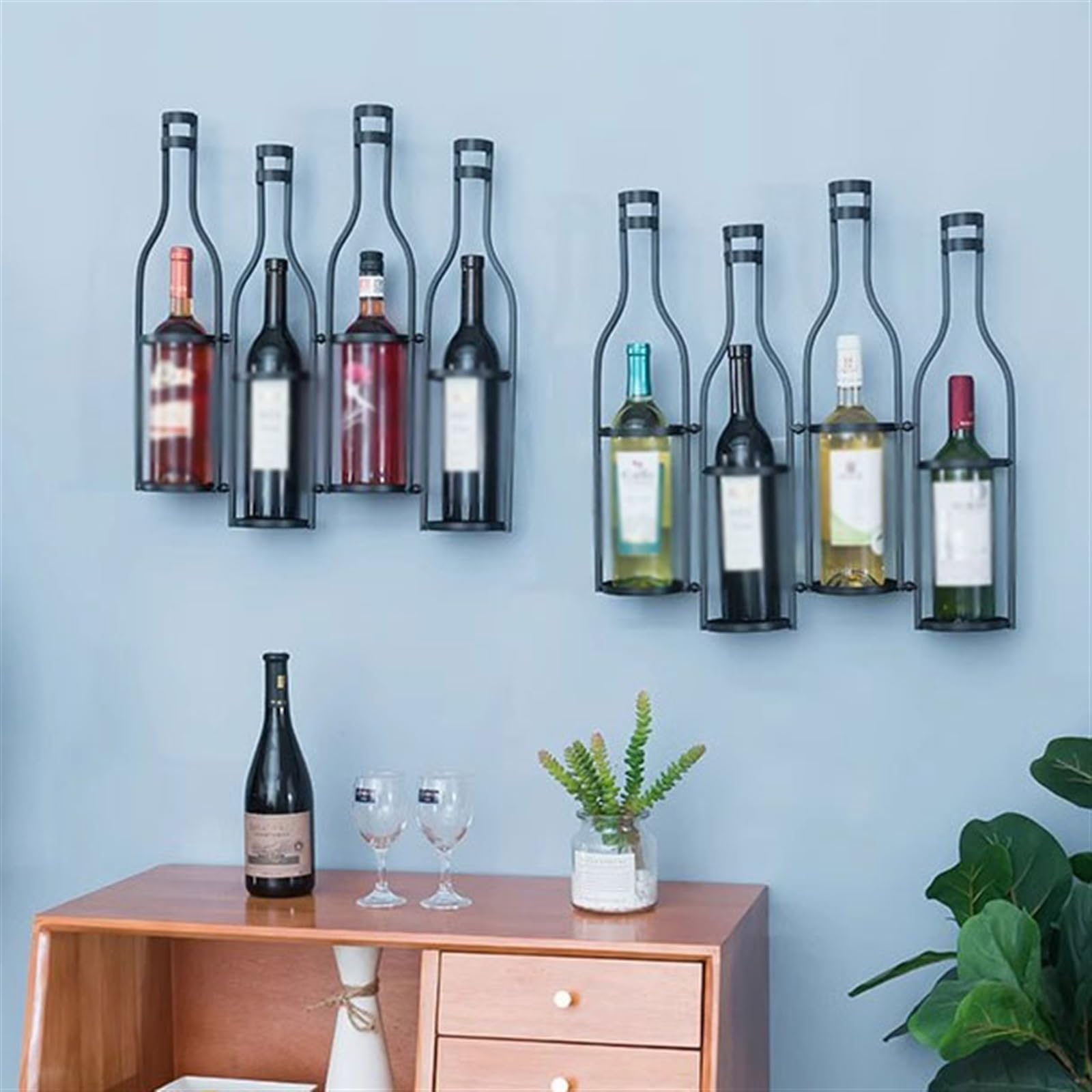 Uchwyt na butelkę wina Półki na wino do montażu ścianie Stojak na wino(Metallic,Mały)