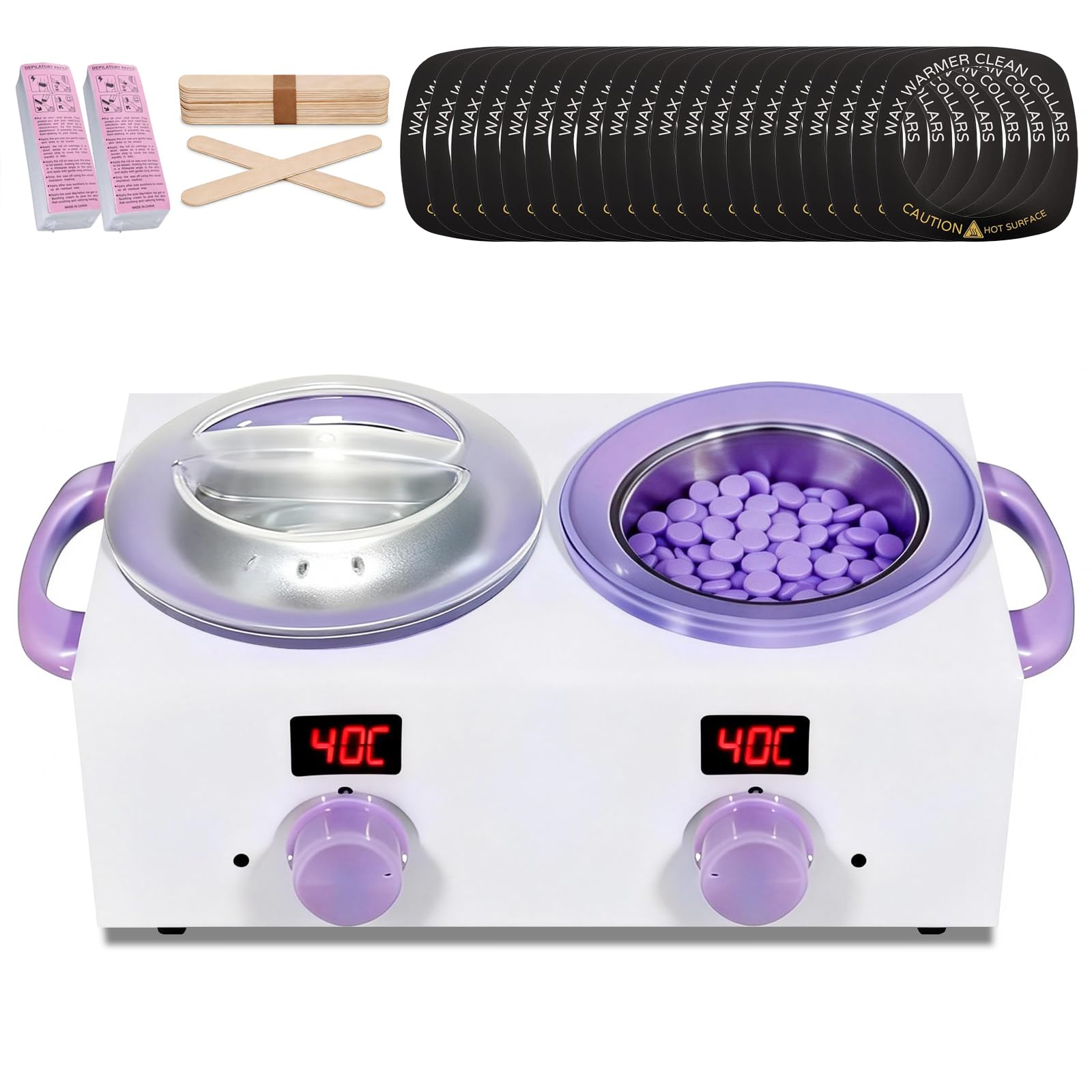 Scaldacera doppio con display elettronico, capacità totale 1 l, scaldacera da 220 W per depilazione con temperatura regolabile, ideale per casa, barbiere, salone
