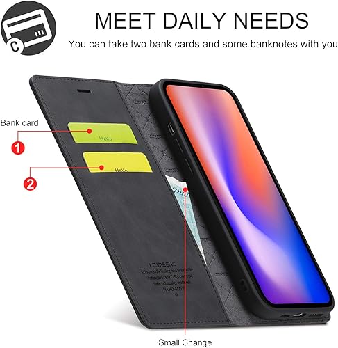 Miniatura 8 de EYZUTAK Funda de teléfono cartera para iPhone 13 Pro Max 6.7 pulgadas, Vintage Classic Matte Leather Wallet Case Flip Notebook Style Cover con