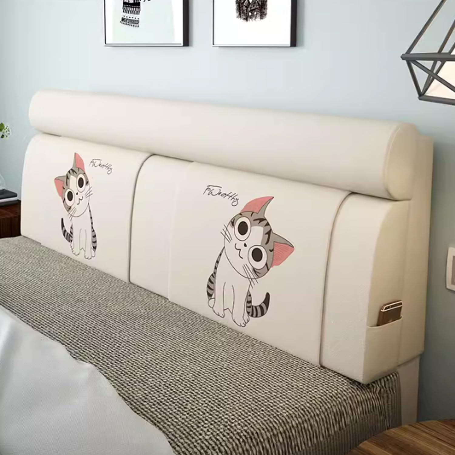 Coprire Antipolvere in Cotone E Lino Cover,Cuscino da Lettura,Copri Testiera Letto Matrimoniale Imbottito,Universale Copertura per Testiera per Letto(90 * 60 * 12CM(Straps),E)