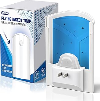 2 Pack Flying Insect Traps Indoor with 8 Refills, Plug-in Fruit Fly Traps for Indoors, Fly Catcher for Gnats, Moths, Bugs, Fruit Flies - Use in Kitchen, Bedroom, Garage and Greenhouse