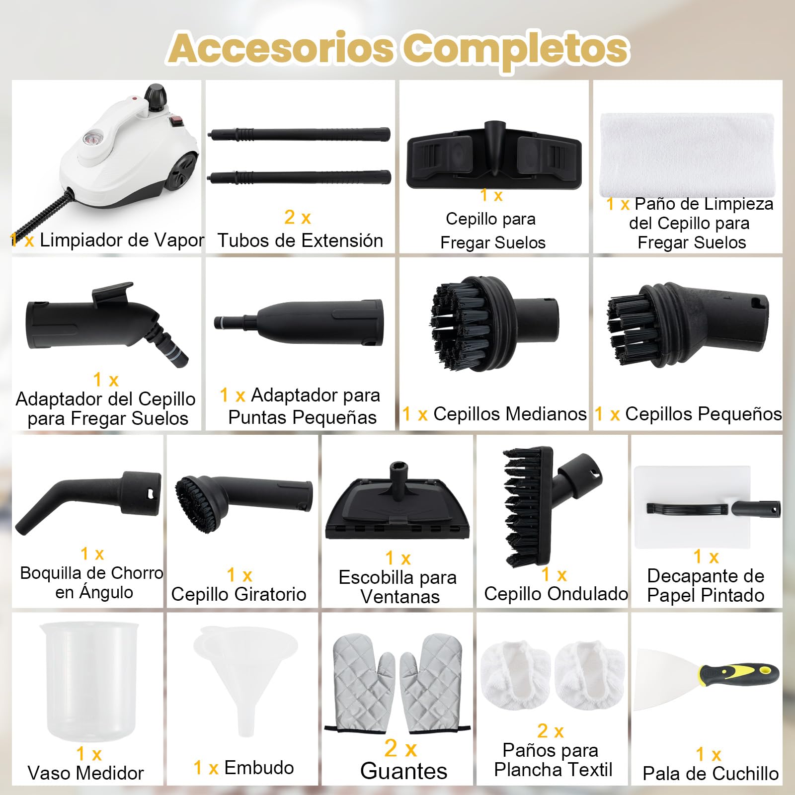 GOPLUS Limpiador a Vapor 2000W, Máquina de Limpieza a Vapor con Depósito de 1,8L, Alta Presión de 5 Bar, Mopa a Vapor con Ruedas y Accesorios Completos, para Suelos, Ventanas, Alfombras (Blanco)