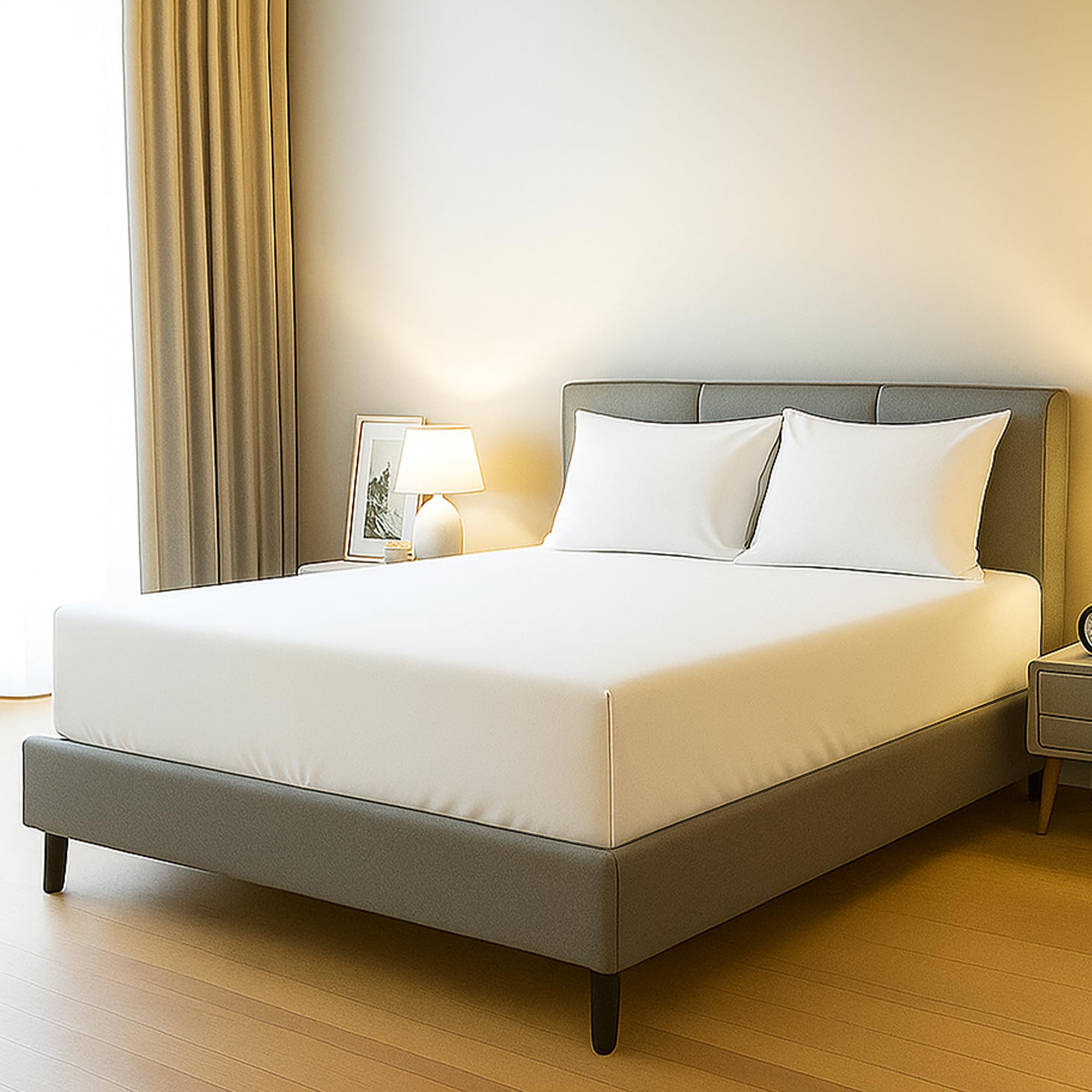 BloomBedding 100% Egyptian Cotton 400 Thread Count Small Double 3PC Fitted Sheet - 40cm Deep Pocket - Skin Safe, Durable & Soft With Resilient Elastic Corners For Secure Fit - Pillowcases 2Pack
