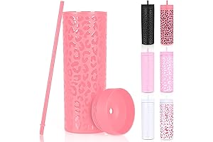 Futtumy Pink Leopard Print Skinny Tumbler