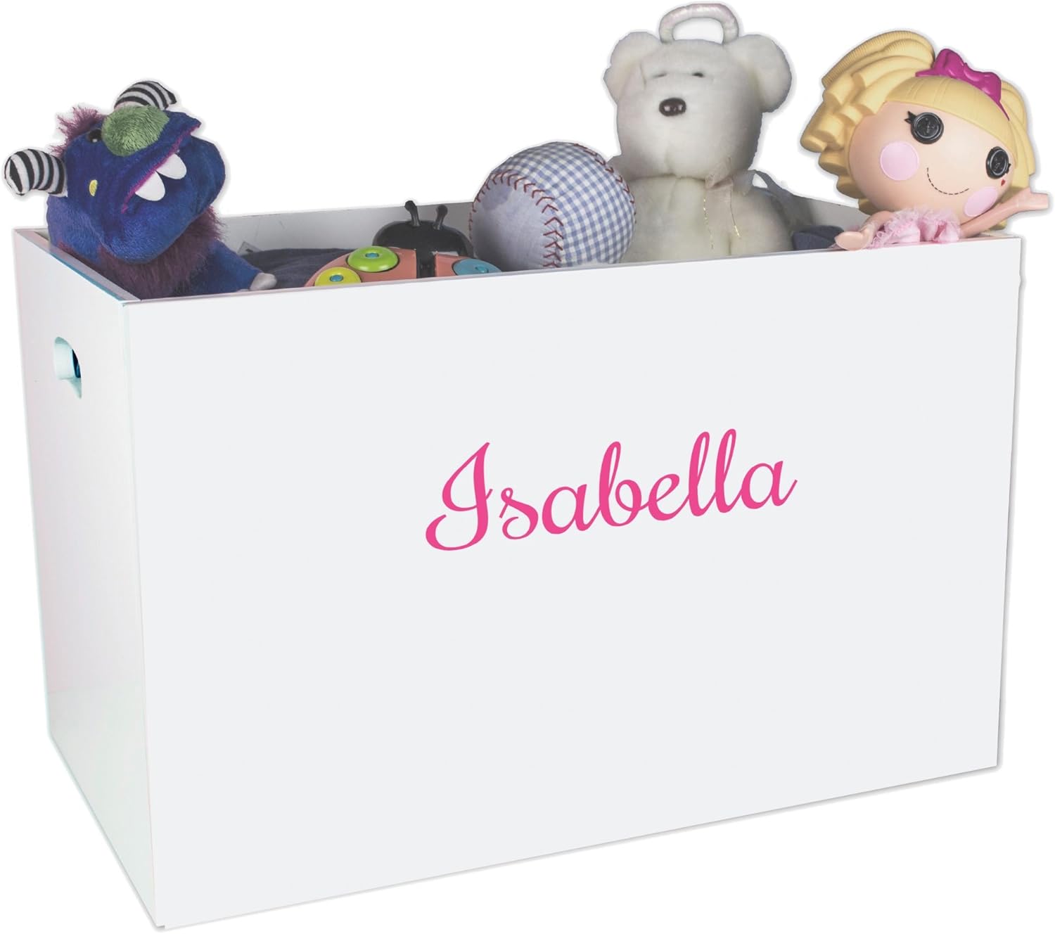 My Bambino Personalized Toy Box & Storage Chest | Girls with name only White Open Toy Box | Custom Name Kids Organizer | Christmas & Birthday Gift