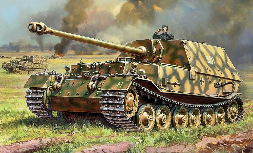 Zvezda 3653 500783653-1:35 SD. Kfz.184 Ferdinand Tiger, modellino di Costruzione, modellismo, Hobby, Fai da Te, in plastica, Non Verniciato.