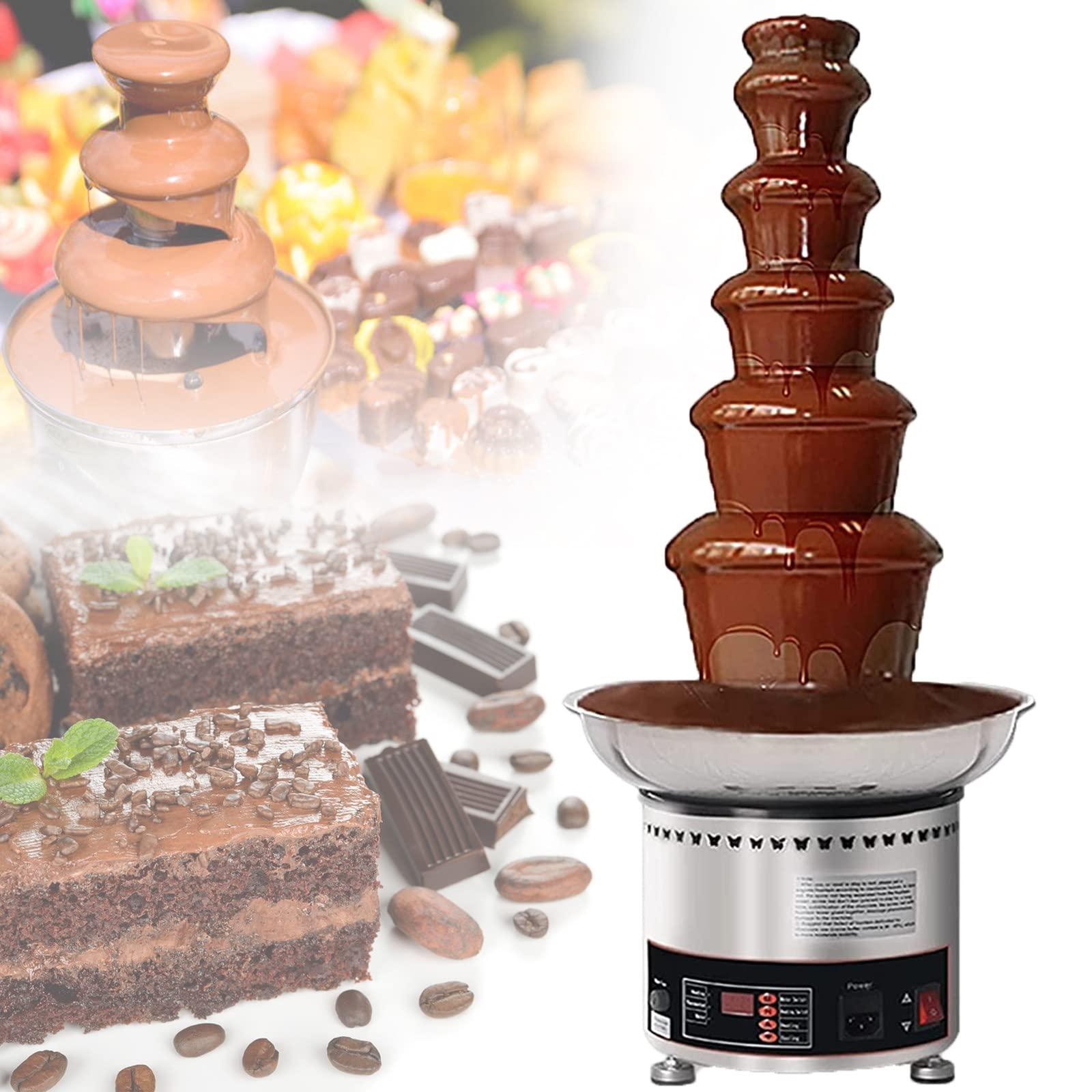 LYDZUSDP 4Tier Chocolate Fountain,Stainless Steel Electric Chocolate Fountain Melting Machine for Hotel,Shopping Mall,Wedding,Western Restaurant