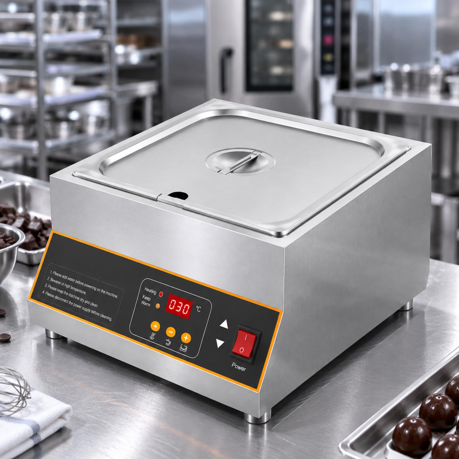 Temperatrice per Cioccolato Elettrica Riscaldatore in Acciaio Inox 12kg 1-Tank
