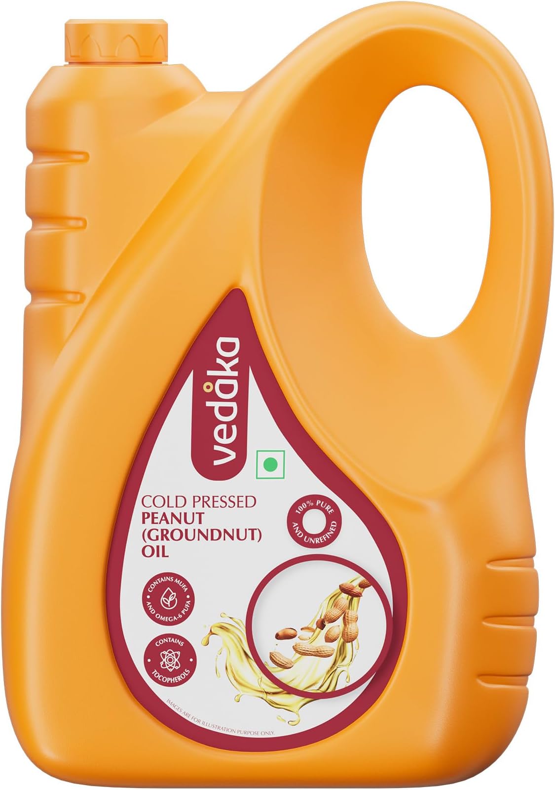 Amazon Brand - Vedaka Cold Pressed Groundnut (Peanut) Oil, 5 liters