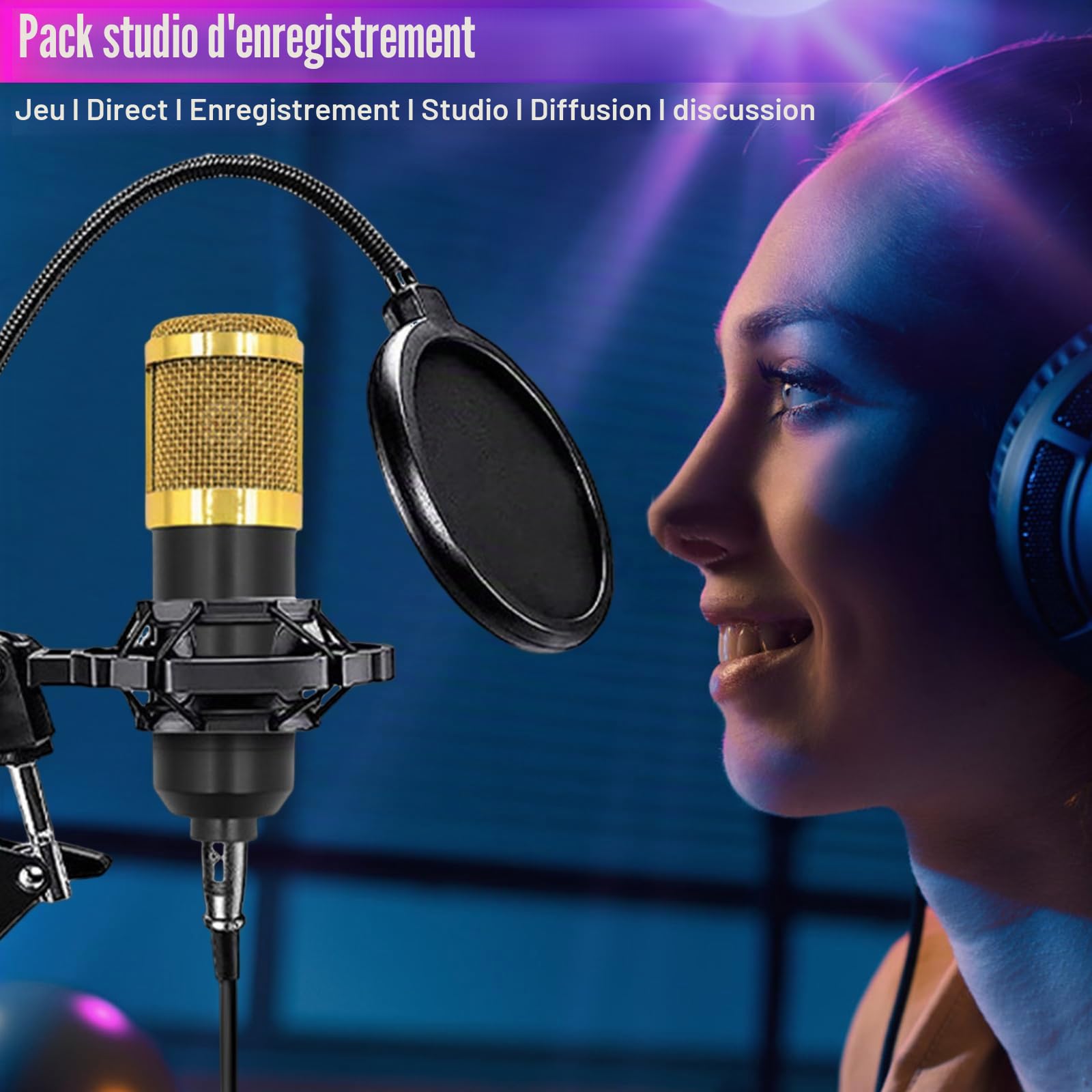 Carte son en direct V8S avec 16 effets DJ et live, 8 modes, karaoké USB, table de mixage stéréo pour streaming