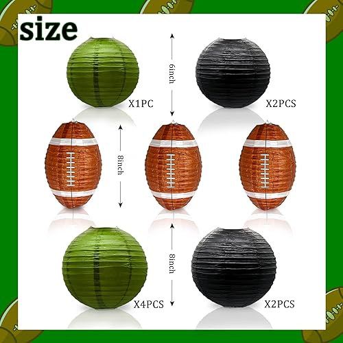Miniatura 2 de KAXIXI Juego de 12 linternas de papel de fútbol americano decorativas para decoración de fiesta de Super Bowl, decoración de fiesta de Super Bowl,