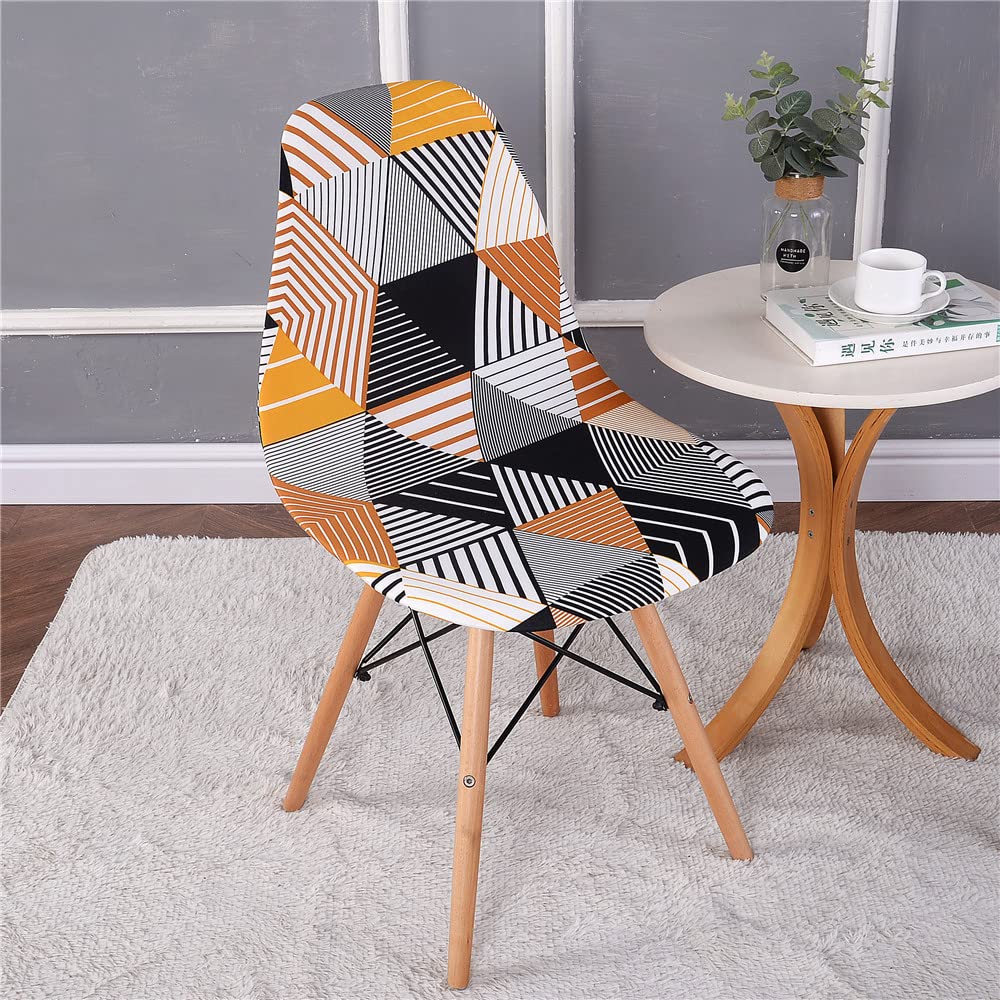 Highdi Striped Triangle Scandinavian Dining Chair Covers, Stretch Universal Armless Chair Slipcovers Shell Chairs Covers Removable Washable For Kitchen, Bedroom, Living Room, Lounge (1Pc,)