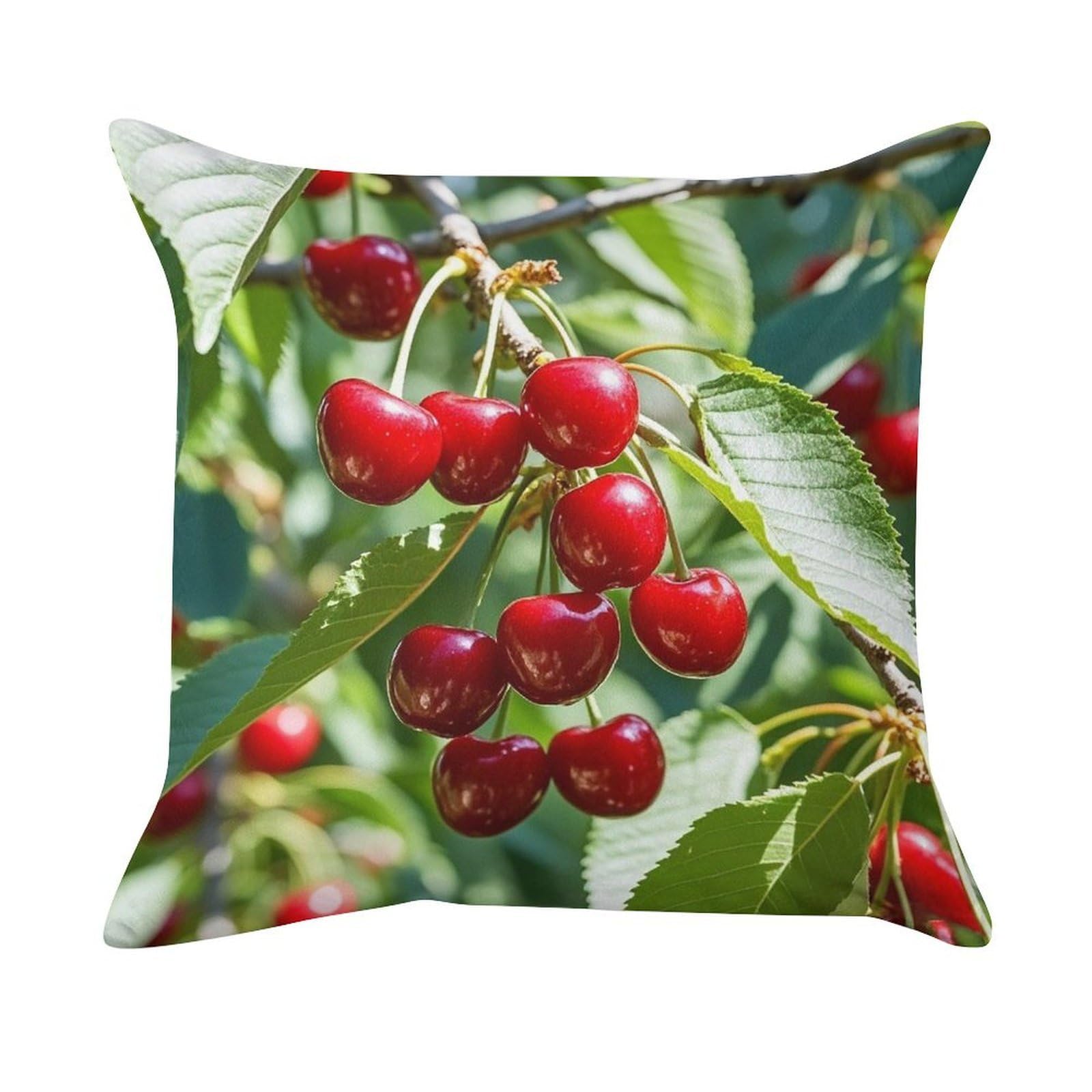 FekiLoot Cherry Pillow Covers Luxury Velvet Square Pillowcases Throw Pillows Case with Invisible Zipper Decorative Velvet Cushion Covers Ultra Soft Lumbar Pillow Shells