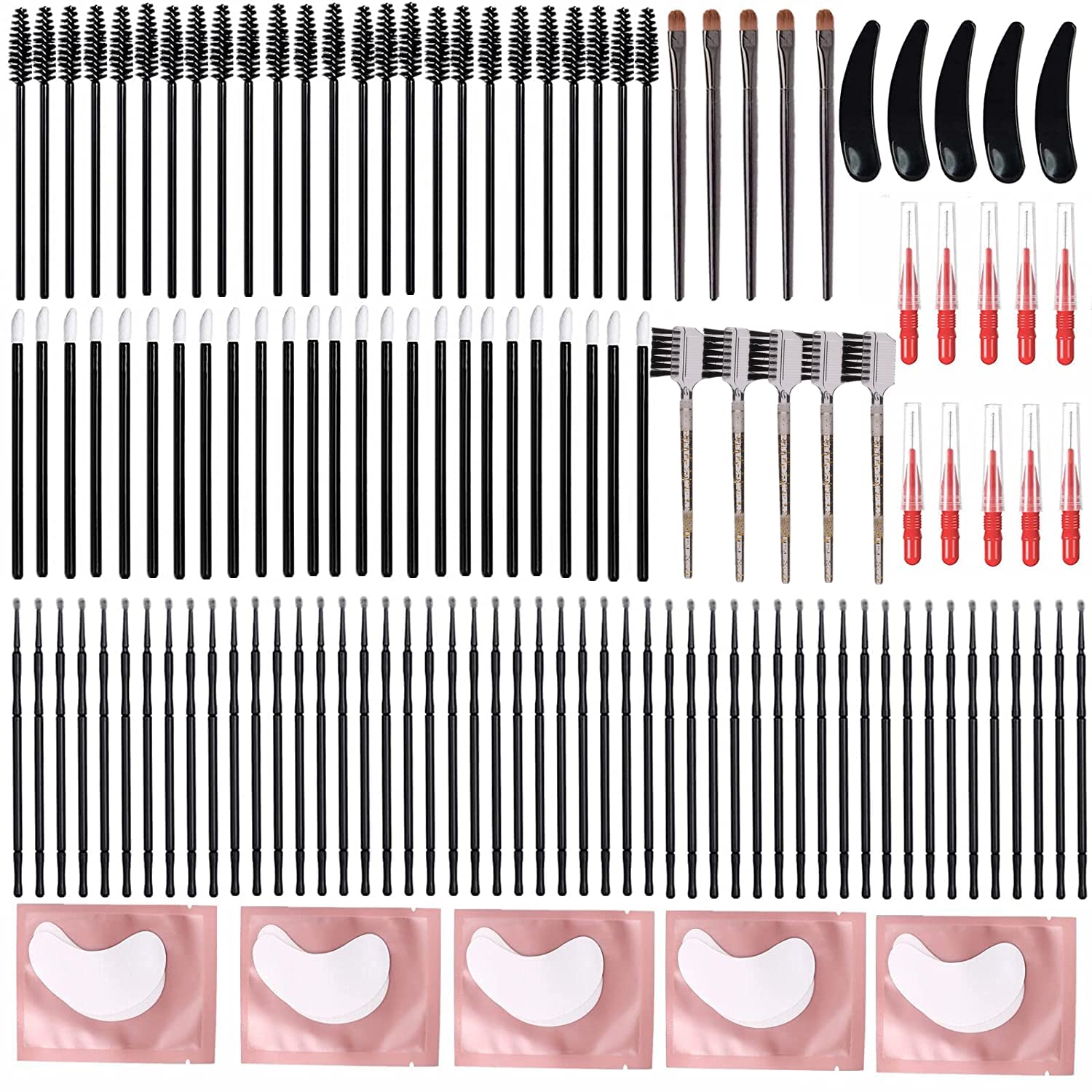Lash Lift And T-i-n-t Tools, Lash Lifting Supplies, Brow Lamination Brushes, DIY Eyelash Perm Accessories At Home, Portable Brush Kit With Eye Pads All in one Individual 5 packs For Professional Use Lash&Brow Brush Kit