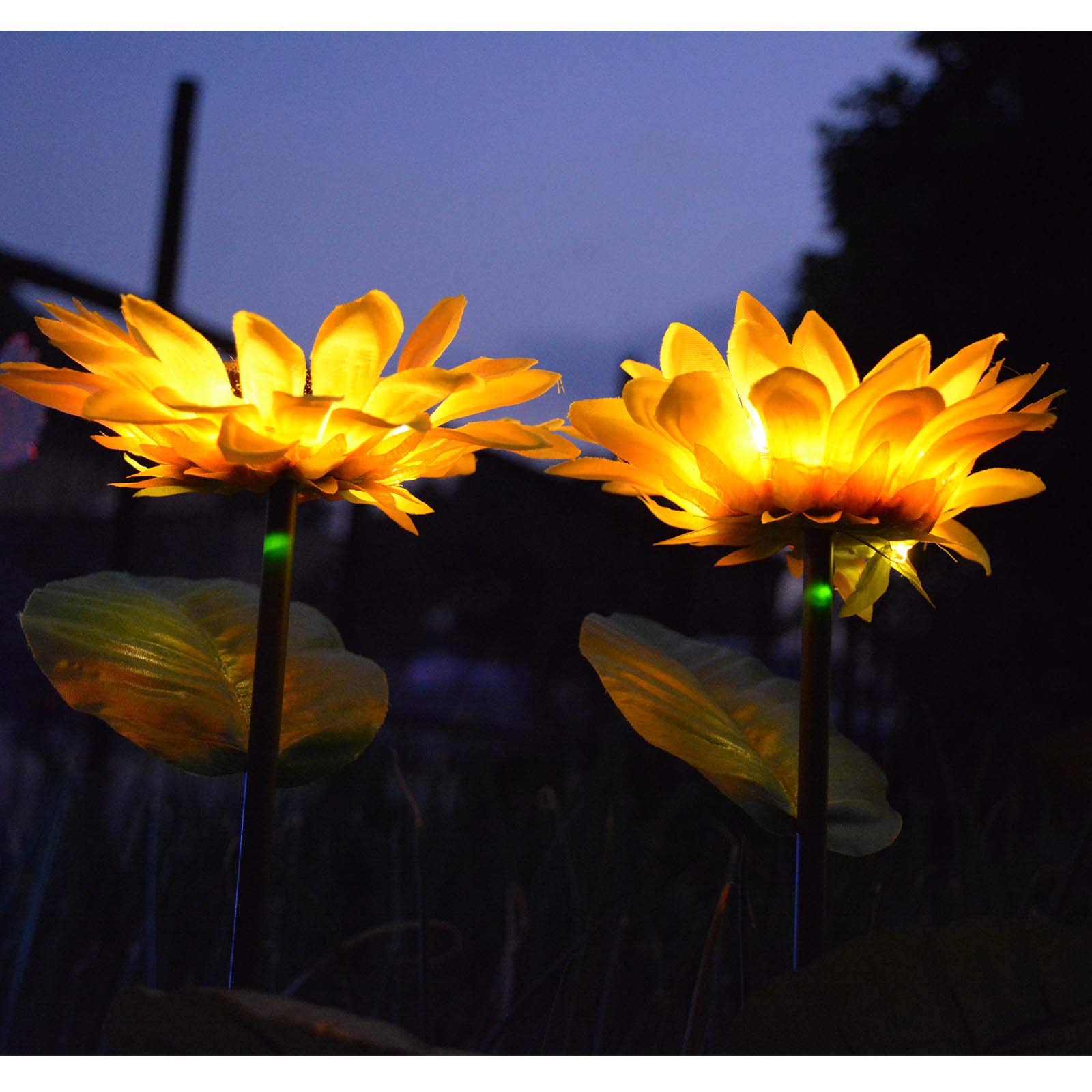 Homeleo Upgraded 4-Flower Solar Sunflower Lights for Yard Decor,Waterproof  Outdoor Garden Decorative Artificial Flowers Stake Ornaments for Lawn Patio  Porch Flowerbed Thanksgiving Cemetery Decorations 