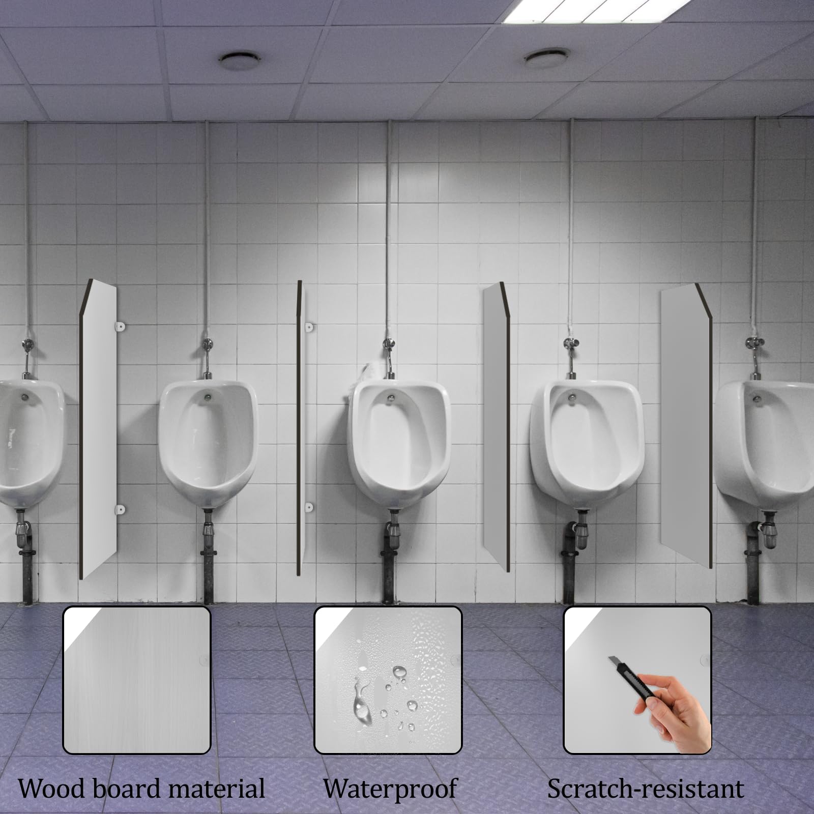 90 CM Divisorio per Orinatoi, Divisorio per WC con Schermo per Orinatoi, Orinatoio da Uomo per Adatto a Scuole Alberghi Ristoranti Centri Commerciali luoghi Pubblici