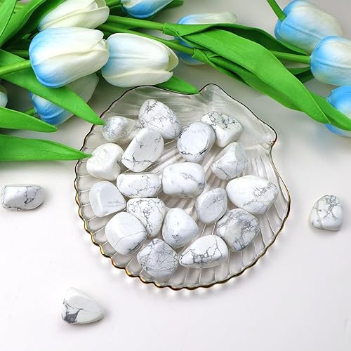 Miniatura 4 de QINJIEJIE Piedras pulidas de howlita blanca, cristales caídos, piedras preciosas a granel, piedras curativas de cuarzo, juego de rocas decorativas,