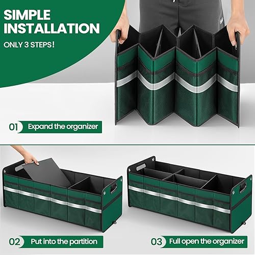 Miniatura 6 de Organizador de maletero de automóvil, organizador de almacenamiento de automóvil, multicompartimento plegable para automóvil, SUV, sedán, camión,