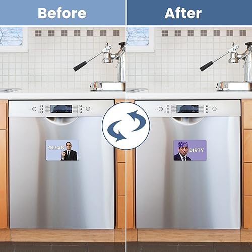 Miniatura 4 de HSSPIRITZ The Office Michael Scott Prison Mike - Imán para lavavajillas con indicador de "Clean Dirty", doble cara con placa magnética de metal,