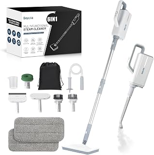 Seyola 6-in-1 Steam Mop Cleaner with Handheld Attachments for Hardwood Floors, Grout, Windows, Tiles, Upholstery - Lightweight Multi-Surface Steamer