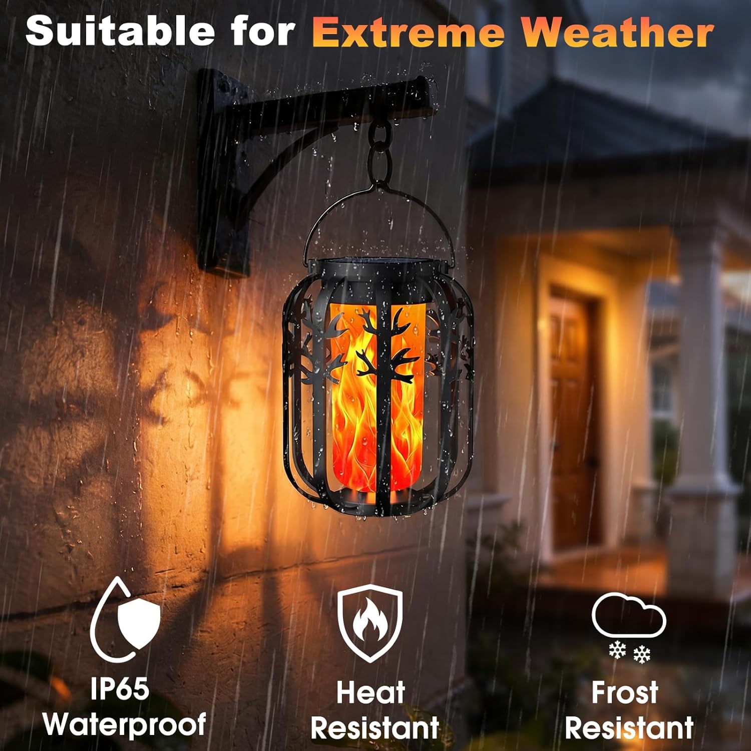 Solar Lanterns, KagoLing Flame Solar Lanterns Outdoor Waterproof Gift for Women Hanging Lights Outdoor Flickering Lamp Lights Decoration for Outside Garden,Yard,Porch,Tree,Lawn,Pathway Decor, 2 Pack