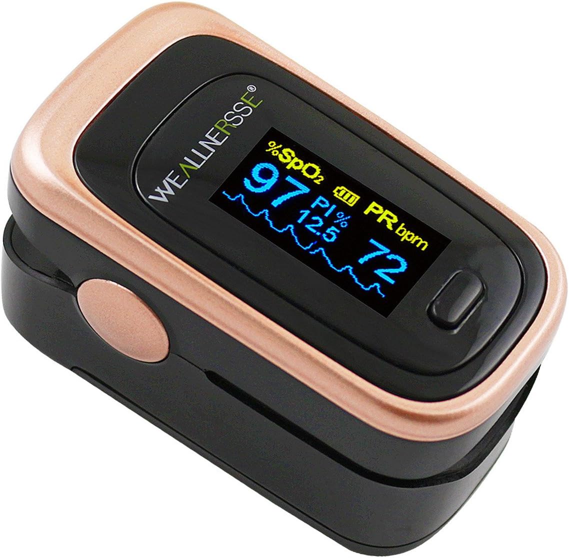 WEALLNERSSE Fingertip Pulse Oximeter Blood Oxygen Saturation Monitor, Heart Rate, Pulse Rate, Perfusion Index For Household, Fitness and Extreme Sports