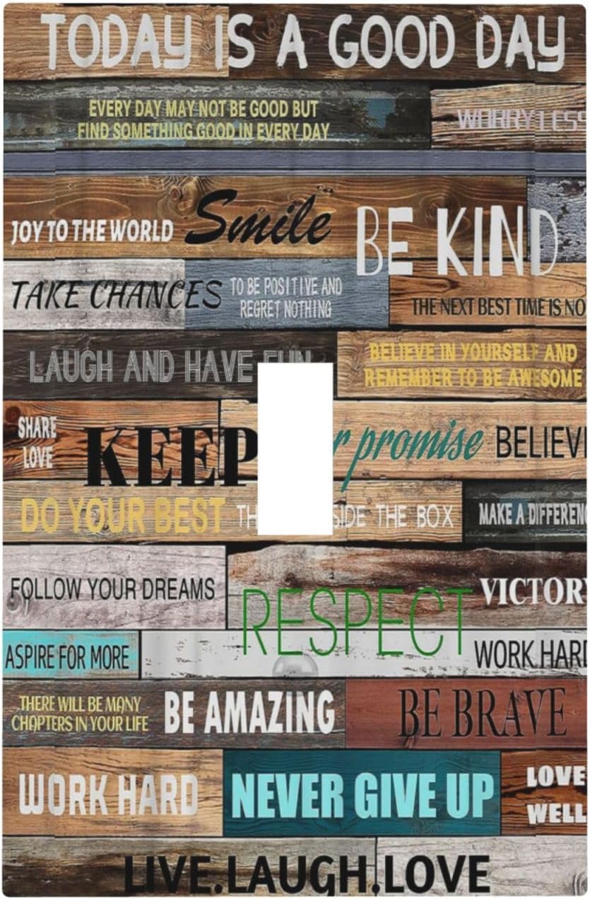 Inspirational Quotes Rustic Barn Door 1 Gang Light Switch Cover Decorative Vintage Family Rules Single Toggle Wall Plate Electrical Switchplate Home Decor for Living Room Bedroom Decorate