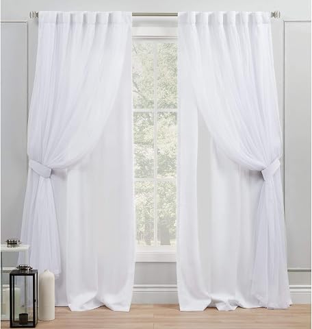 Özel Ev Catarina Katmanlı Katı Oda Karartma ve Şeffaf Gizli Sekme/Çubuk Cep Üstü Perde Panel Çifti, 132 cm x 213 cm, Kış, 2'li Set