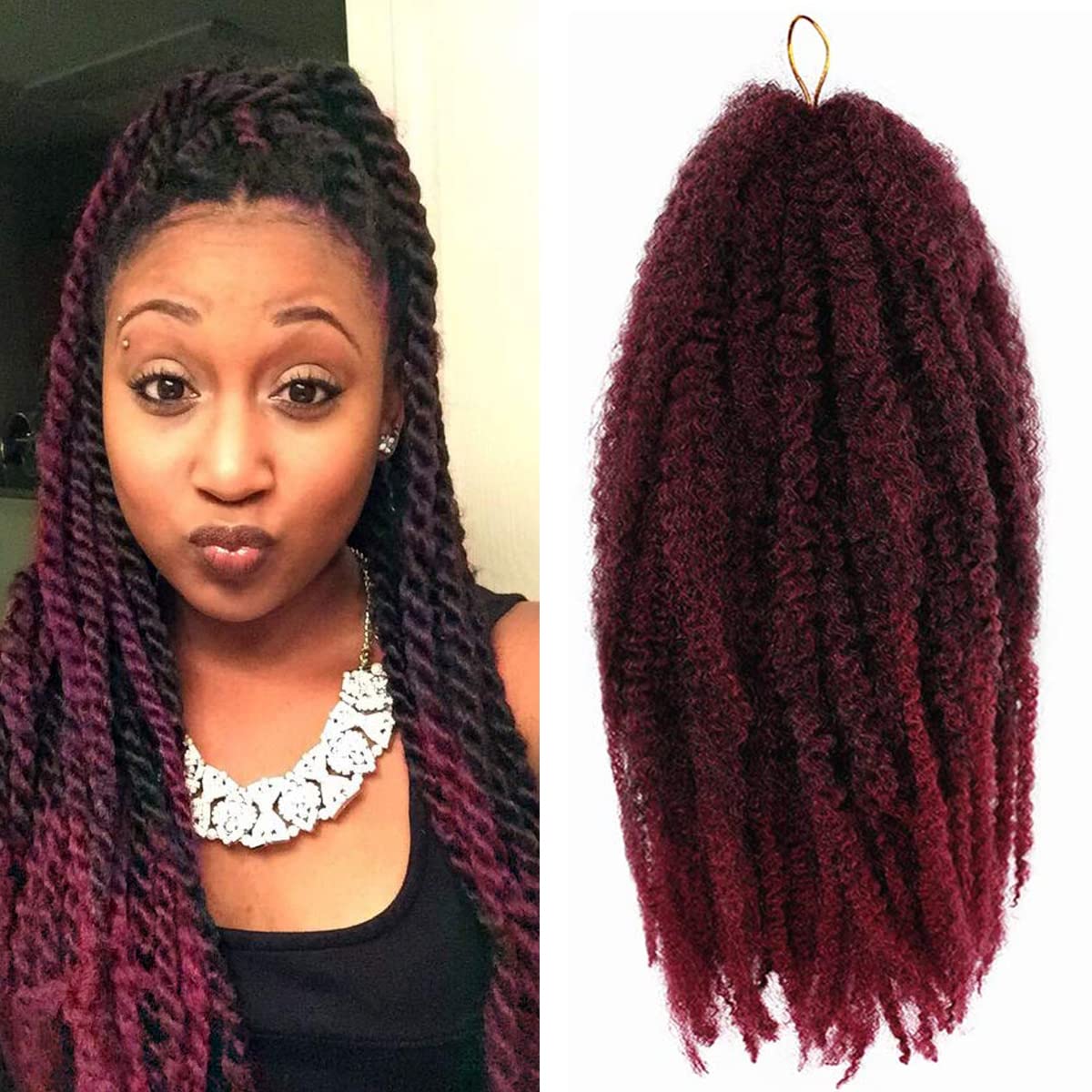 3 Pack Marley Braiding Hair Tbug Marley Twists Hair 18 Inch Long Afro Kinky Marley Hair for Women Twists Crochet Hair(Tbug#)