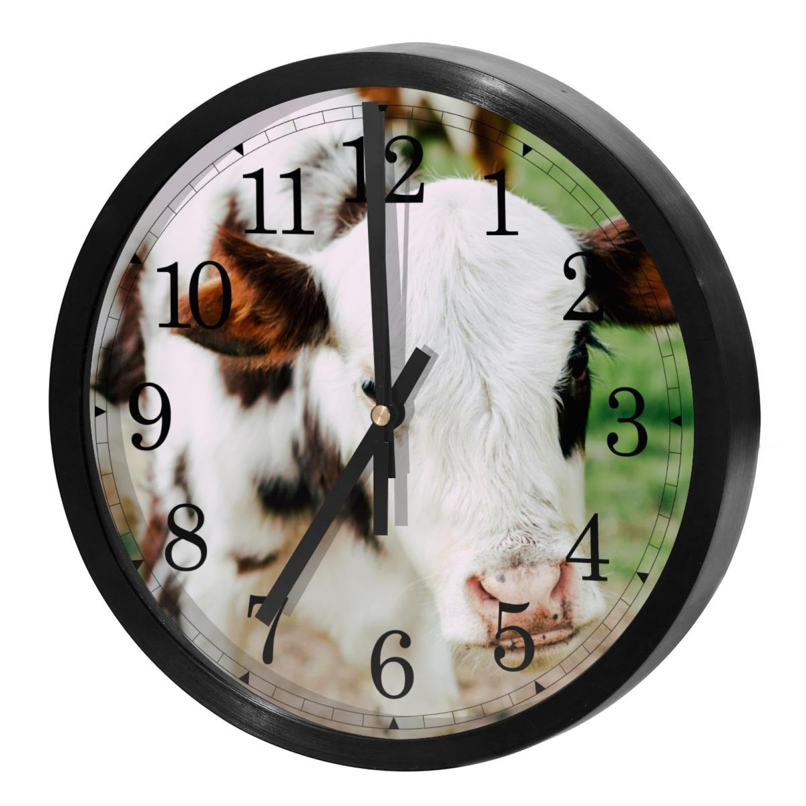 Horloge murale silencieuse à quartz décor vache pour cuisine