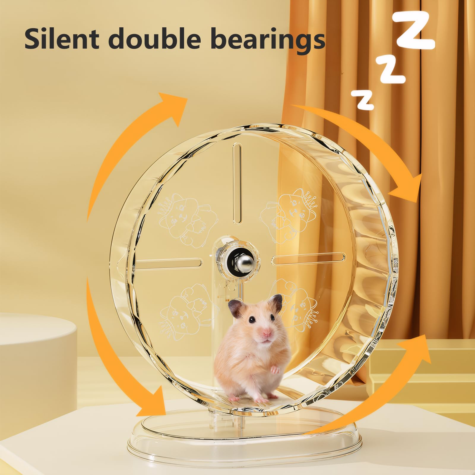 Silent Hamster Wheel – 9.5 Inch Syrian Hamster Running Wheel, Anti-Skid & Height Adjustable, Easy to Clean (9.5inch) - image 3