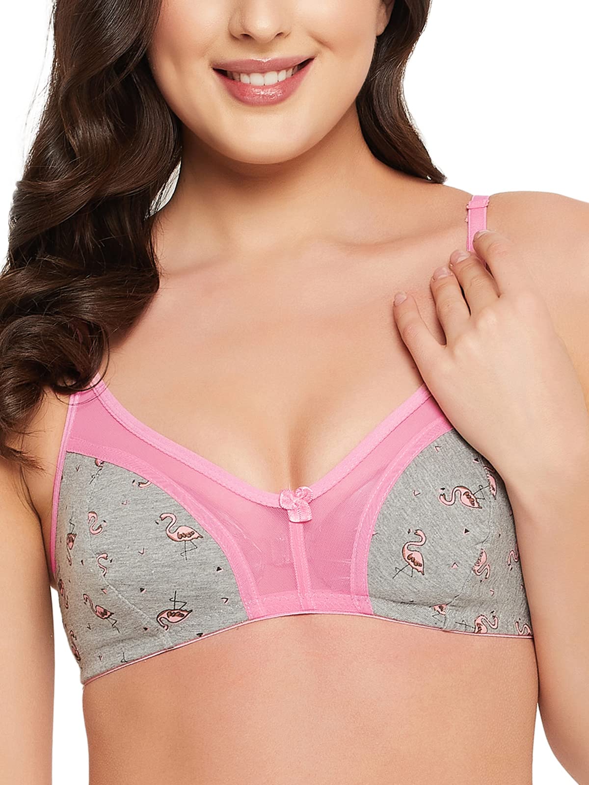 Clovia Women Cotton Spandex Solid Non Padded Full Cup Non-Wired Everyday Bra, dark grey, 32C